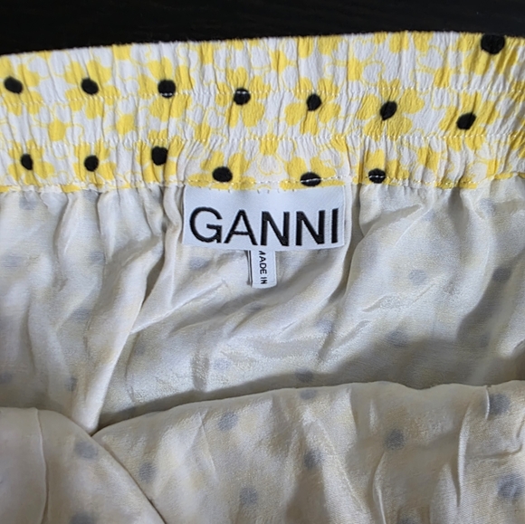 Ganni Daisy Yellow A-Line Ruffled Skirt (36) - Picture 14 of 14